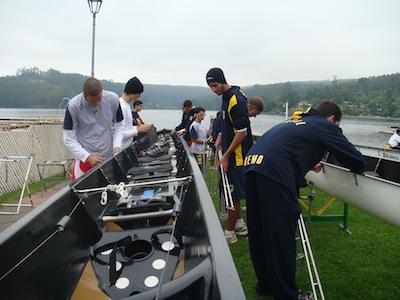 Montagem dos barcos no Chile. Expectativa de muitas medalhas no Remo / Foto: Divulgação